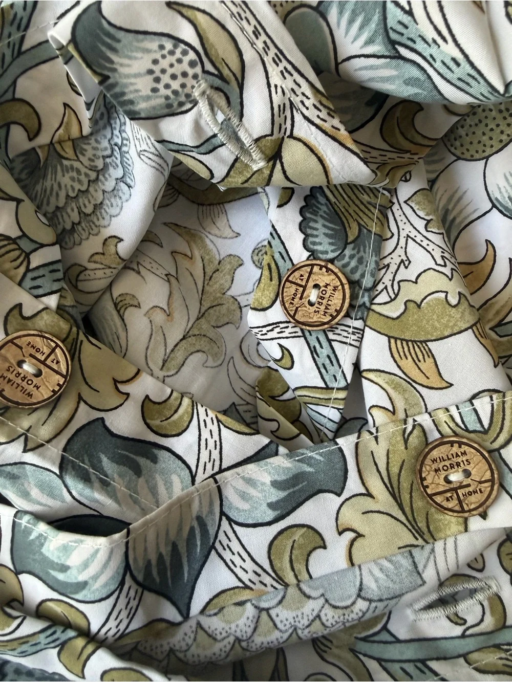 William Morris Floral Print Decorative Fabric / Pillow Cover - Sage Green & Gold